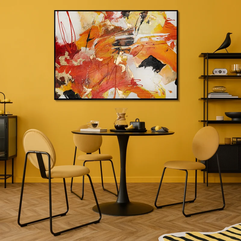 Moderne Kunst Bilder "Orangene Explosion" Acrylbild auf Leinwand mit Rahmen
