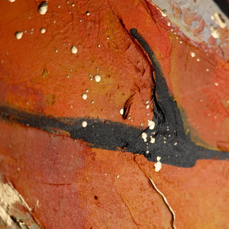 Moderne Kunst Bilder "Orangene Explosion" Acrylbild auf Leinwand mit Rahmen