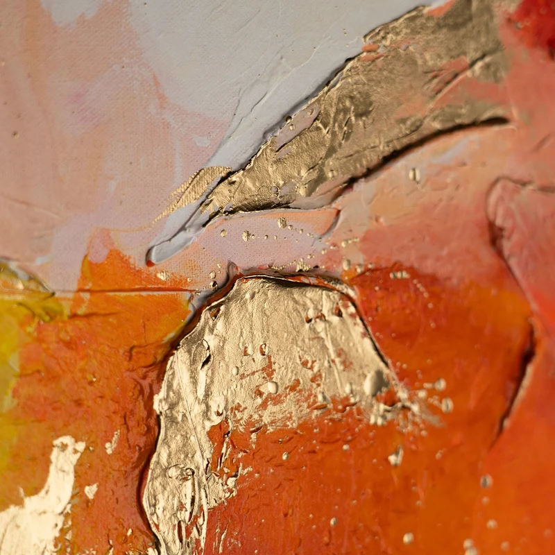 Moderne Kunst Bilder "Orangene Explosion" Acrylbild auf Leinwand mit Rahmen