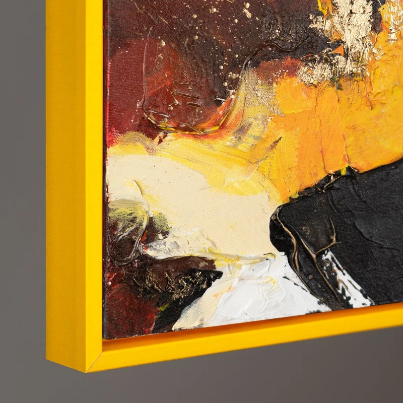 Moderne Kunst Bilder "Orangene Explosion" Acrylbild auf Leinwand mit Rahmen