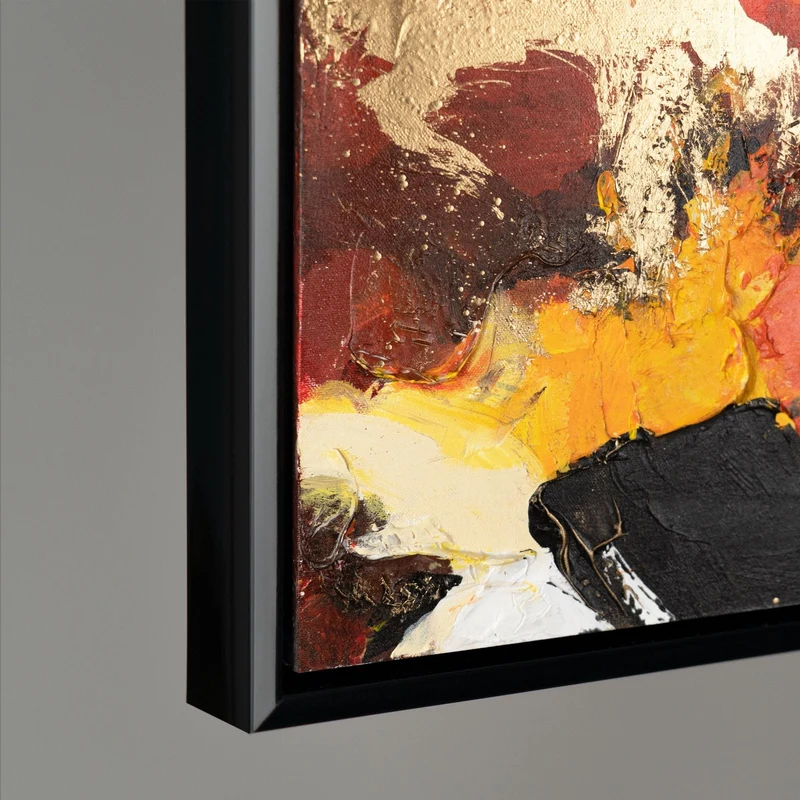 Moderne Kunst Bilder "Orangene Explosion" Acrylbild auf Leinwand mit Rahmen