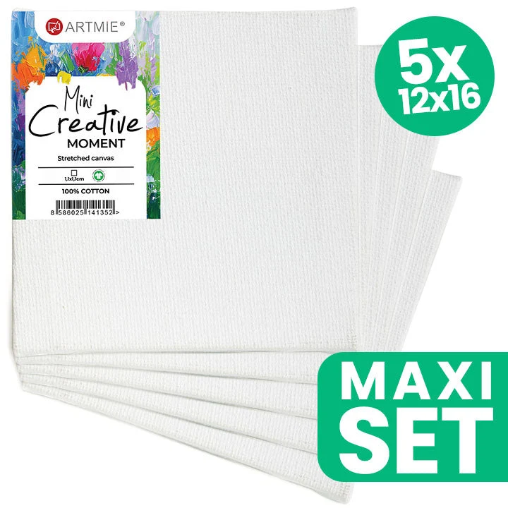 ARTMiE Set of 5 Mini Hobby Canvases, 12x16 cm