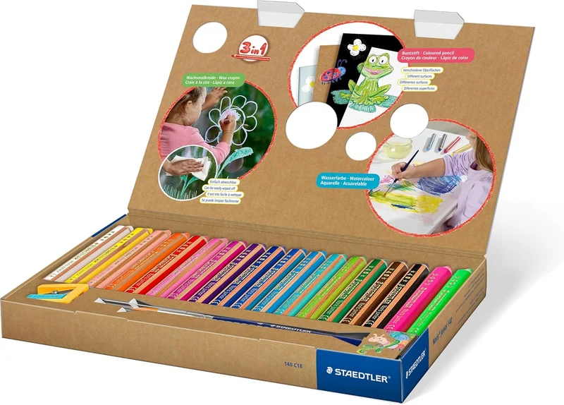 STAEDTLER Noris junior 140 Set 18 Stifte + Spitzer + Pinsel