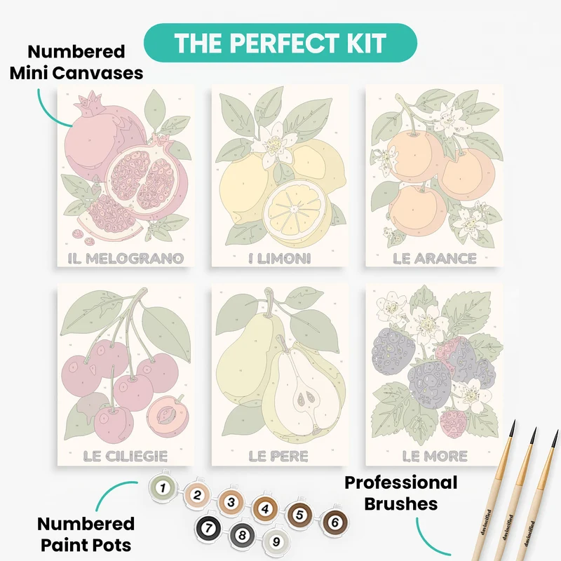 Italian Fruit Garden - Mini Paint by Numbers Set