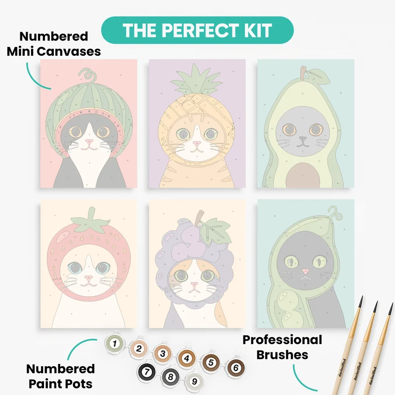 Fruity Cats - Mini Paint by Numbers Set