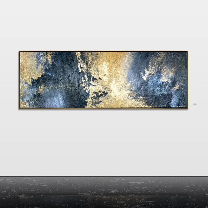 Abstrakte Leinwandbild "Spiegelungen" mit Rahmen 180x60 cm