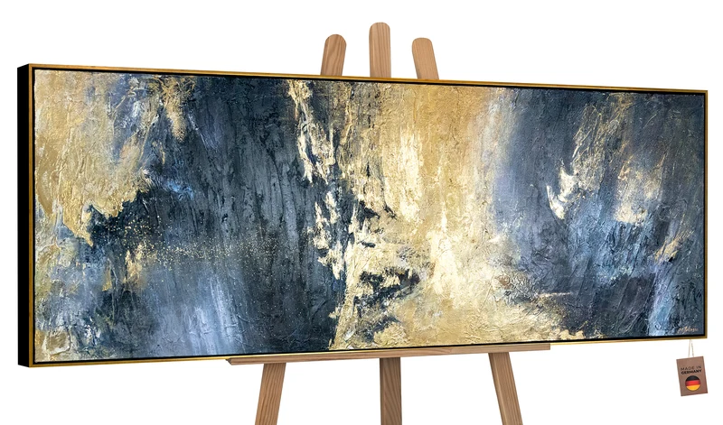 Abstrakte Leinwandbild "Spiegelungen" mit Rahmen 180x60 cm
