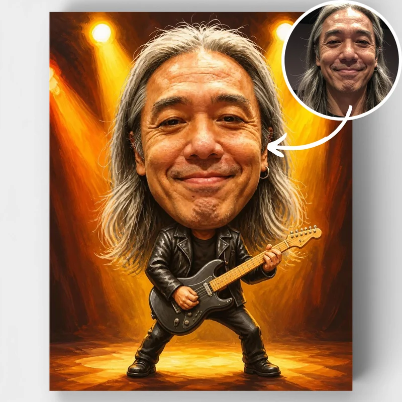 Guitar Rockstar Bobblehead - Custom Paint by Numbers Kit