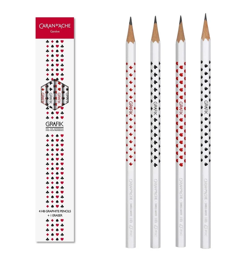 Grafik HB Graphite Pencils Set 4 with Eraser