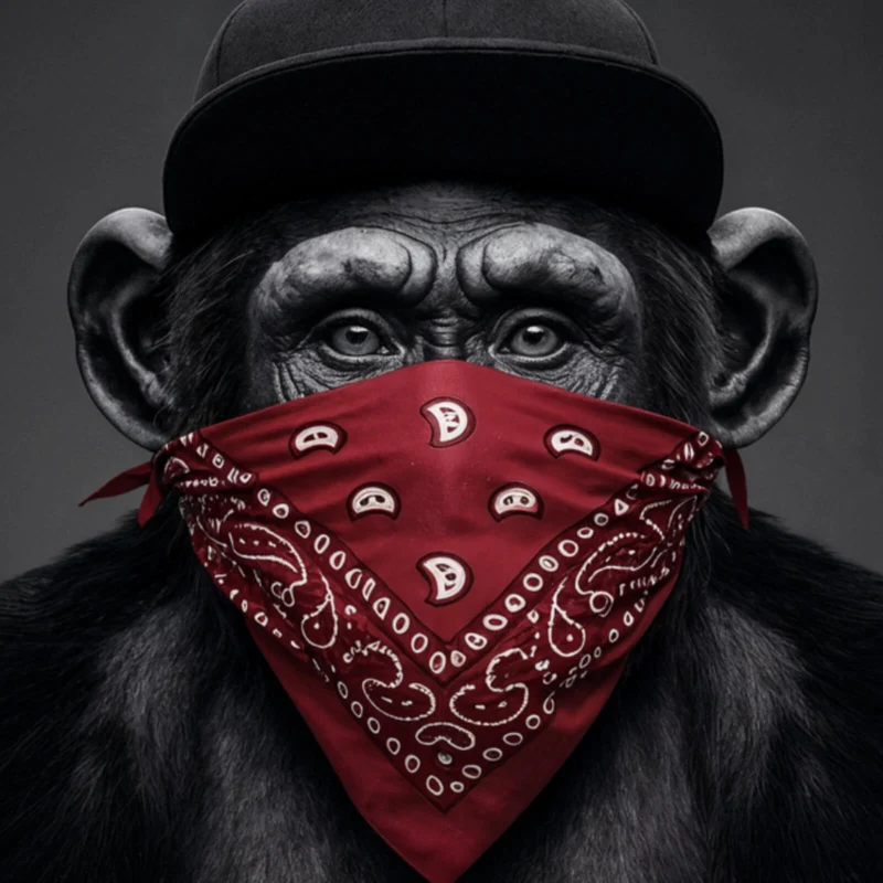Spannrahmenbild Affenporträt mit Bandana Quadrat
