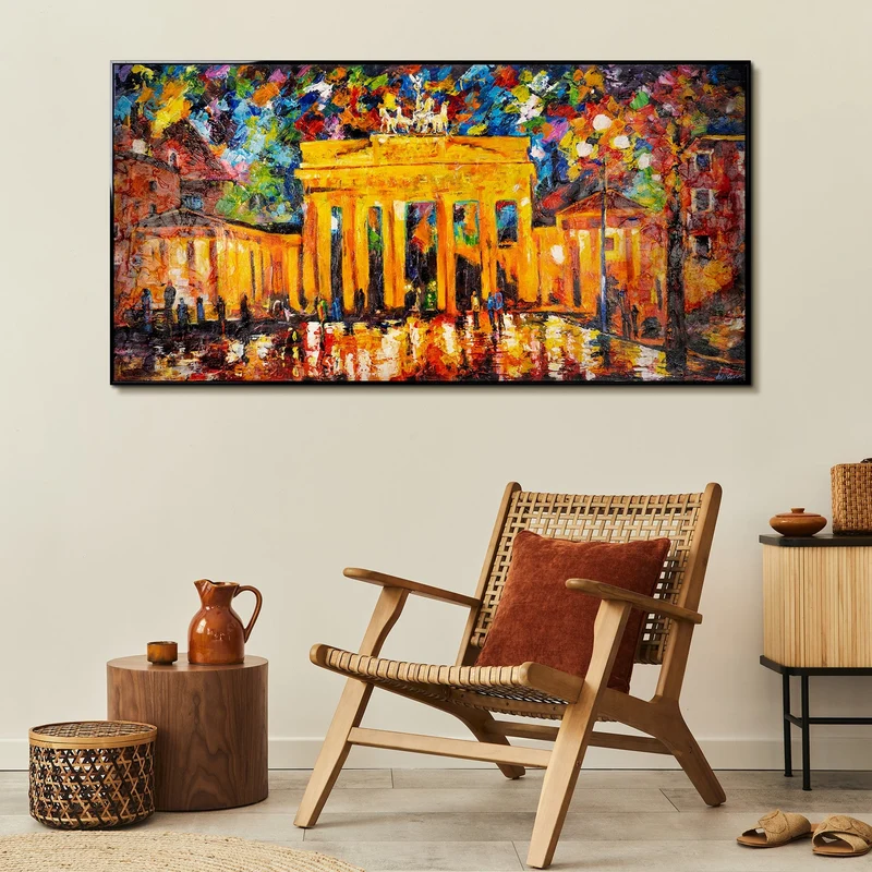 Gemälde Landschaft "Brandenburger Tor" mit Rahmen Moderne Kunst