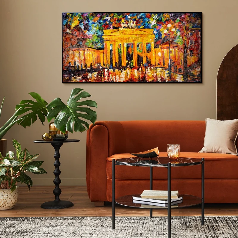 Gemälde Landschaft "Brandenburger Tor" mit Rahmen Moderne Kunst