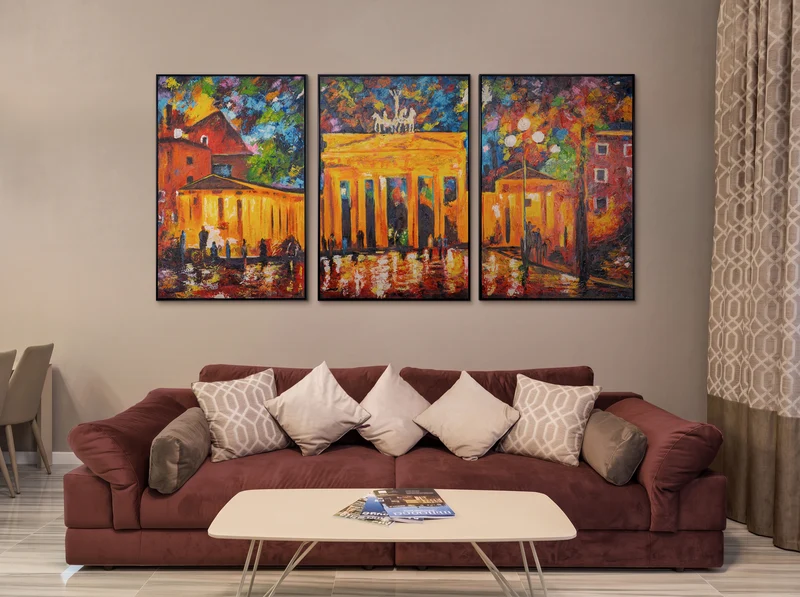 Gemälde Landschaft "Brandenburger Tor" mit Rahmen Moderne Kunst