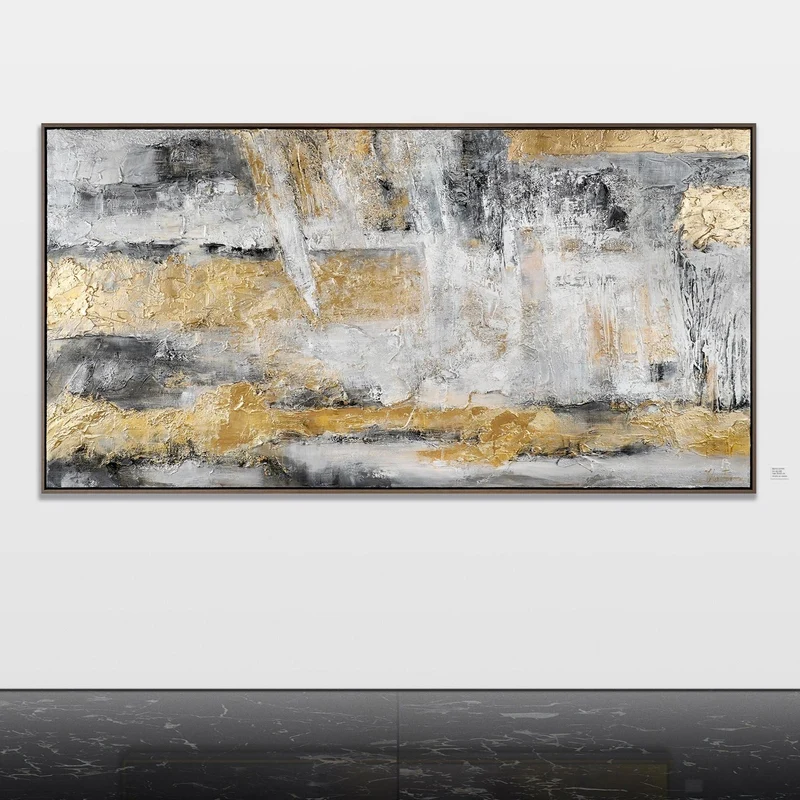Bild abstrakt mit Rahmen "Goldener Horizont" 100x50 cm