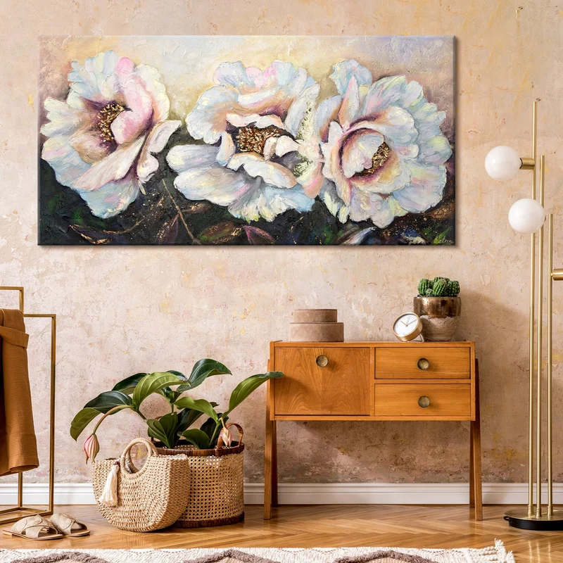 Texturen Gemälde mit Blumen "Pfingstrosen"
