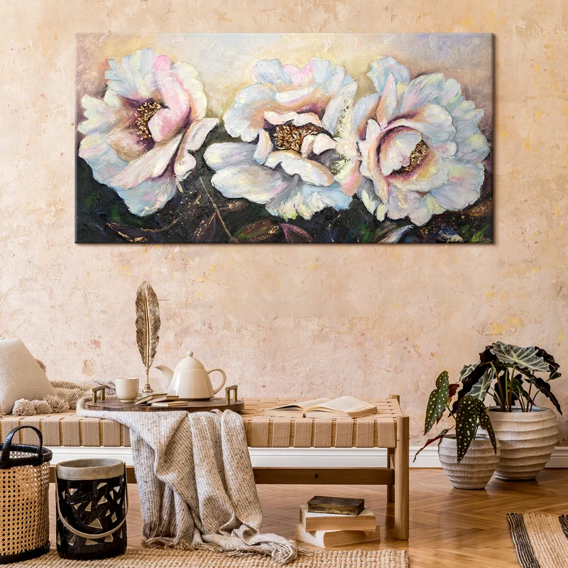 Texturen Gemälde mit Blumen "Pfingstrosen"