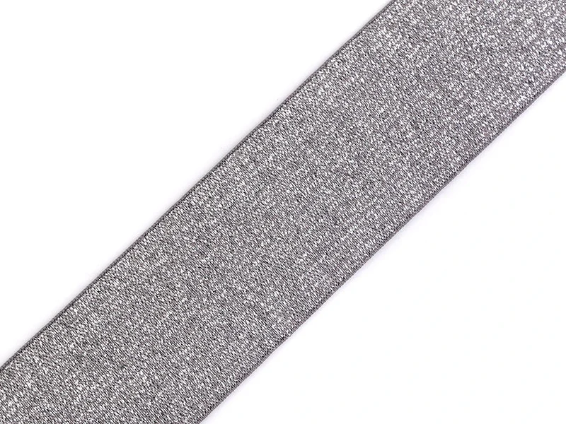 Gummiband Glitzer grau/silber 40mm