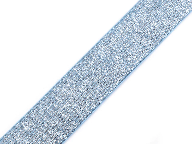 Gummiband Glitzer hellblau/silber 27mm