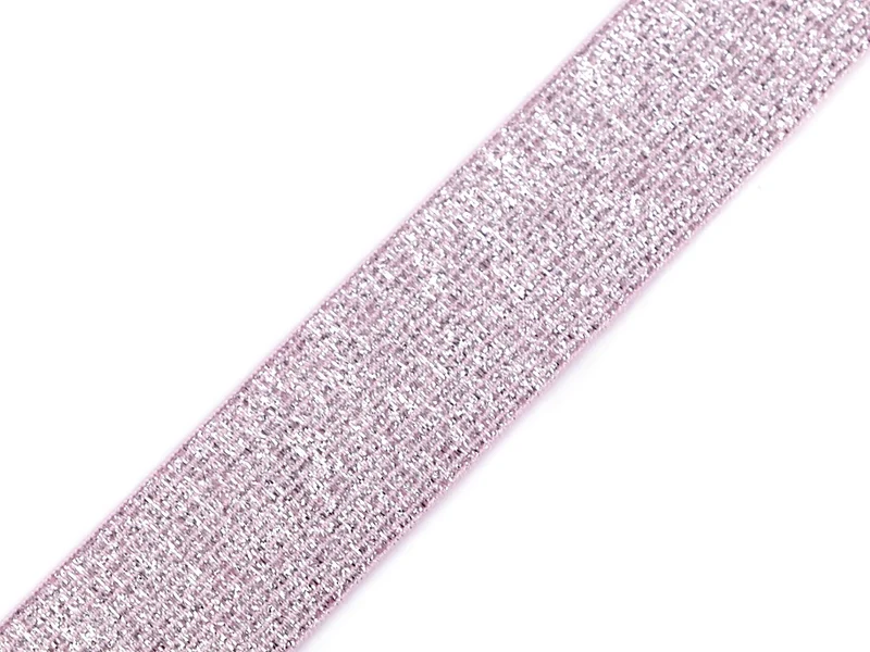 Gummiband Glitzer rosa/silber 27mm