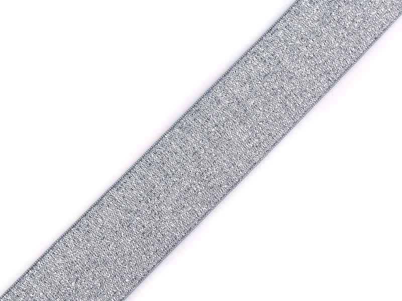 Gummiband Glitzer grau/silber 27mm