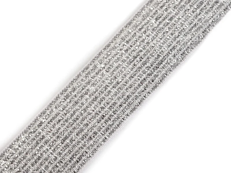 Gummiband Glitzer weiß/silber 27mm