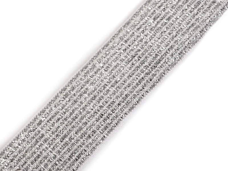 Gummiband Glitzer weiß/silber 20mm