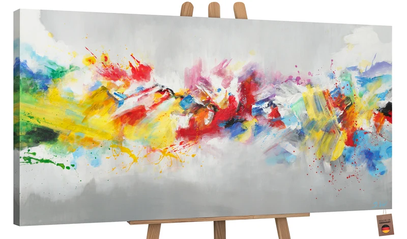 Acrylbilder auf Leinwand: Moderne Abstrakte Kunstwerke "Buntes Leben"