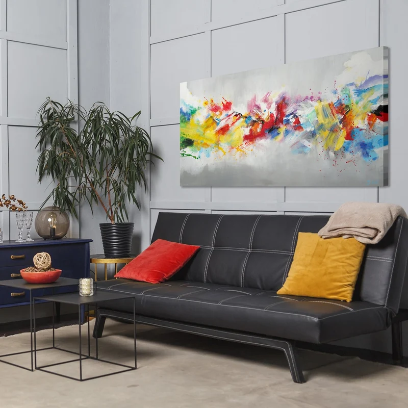 Acrylbilder auf Leinwand: Moderne Abstrakte Kunstwerke "Buntes Leben"