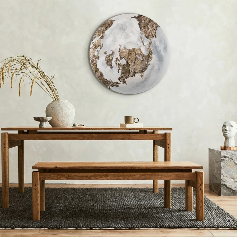 Runde Leuchtende Gemälde "Goldene Erde" moderne kunst