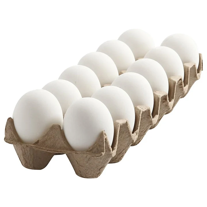 White Plastic Eggs, Set of 12, 6 cm