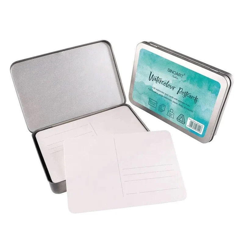 Watercolour Postcards Tin 24 CP 25% Cotton