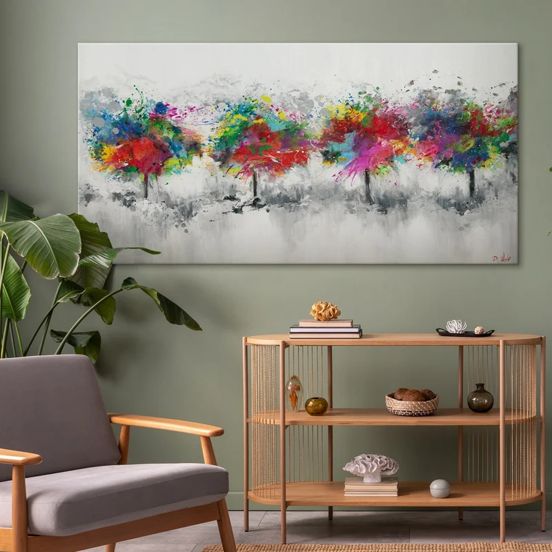 Abstrakte Acrylkunst für Ihr Zuhause "Bunter Wald"