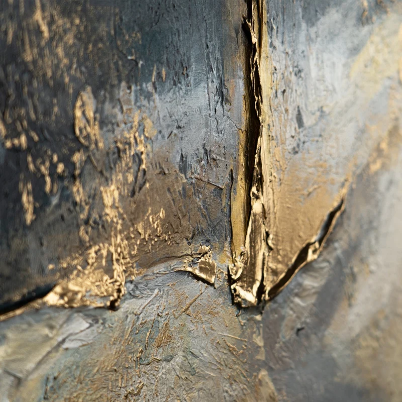 Abstrakte Kunst "Goldene Konsonanzen" mit Rahmen Bild Wohnzimmer
