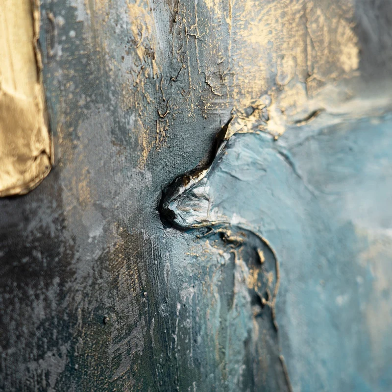 Abstrakte Kunst "Goldene Konsonanzen" mit Rahmen Bild Wohnzimmer