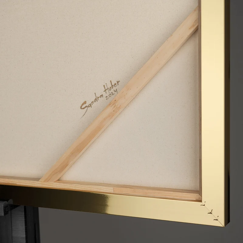 Abstrakte Kunst "Goldene Konsonanzen" mit Rahmen Bild Wohnzimmer