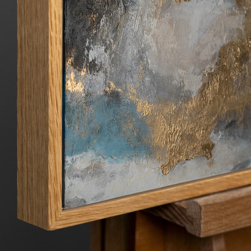 Abstrakte Kunst "Goldene Konsonanzen" mit Rahmen Bild Wohnzimmer