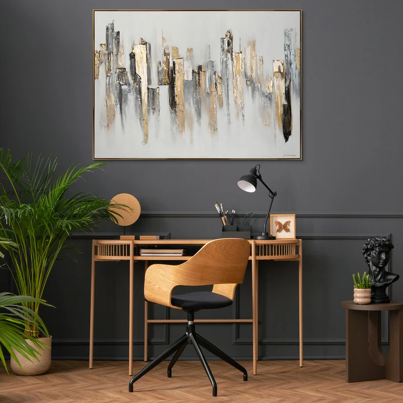Handgemalte Abstrakte Kunst mit Goldakzenten "Stadtrhythmen"
