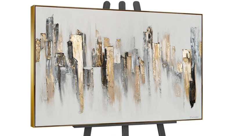Handgemalte Abstrakte Kunst mit Goldakzenten "Stadtrhythmen"