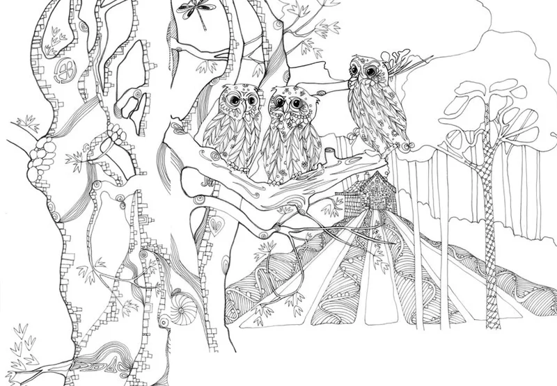 Search Press Books - Tangle Wood Colouring Book - Large Format