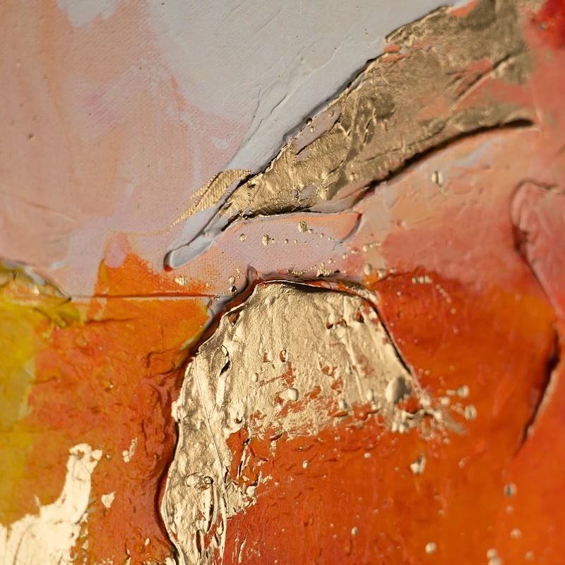 Handgemalte Abstrakte Bilder mit Rahmen "Orangene Explosion"