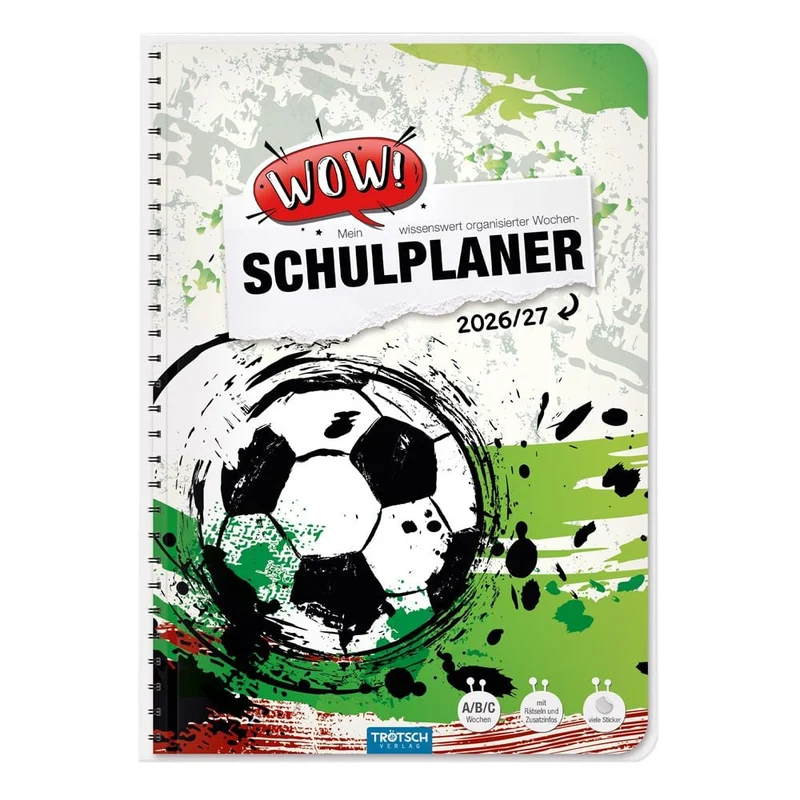 TRÖTSCH WOW! Schulplaner Fußball 2026/2027 Spiralbindung