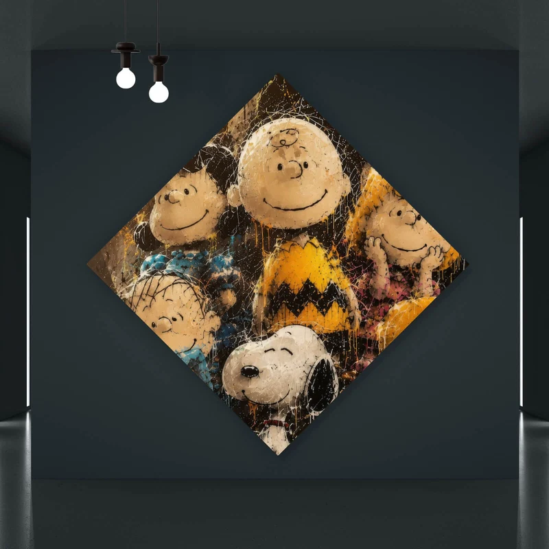 Poster Beliebte Cartoon Figuren im Street Art Stil Raute