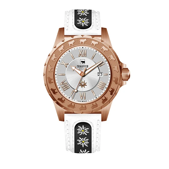 3 Zeiger Edelweiss Rosegold Weiss 34mm