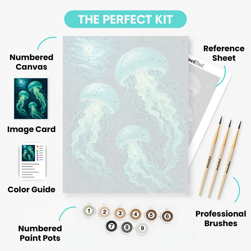 Glowing Midnight Jellyfish - Paint by Numbers Kit