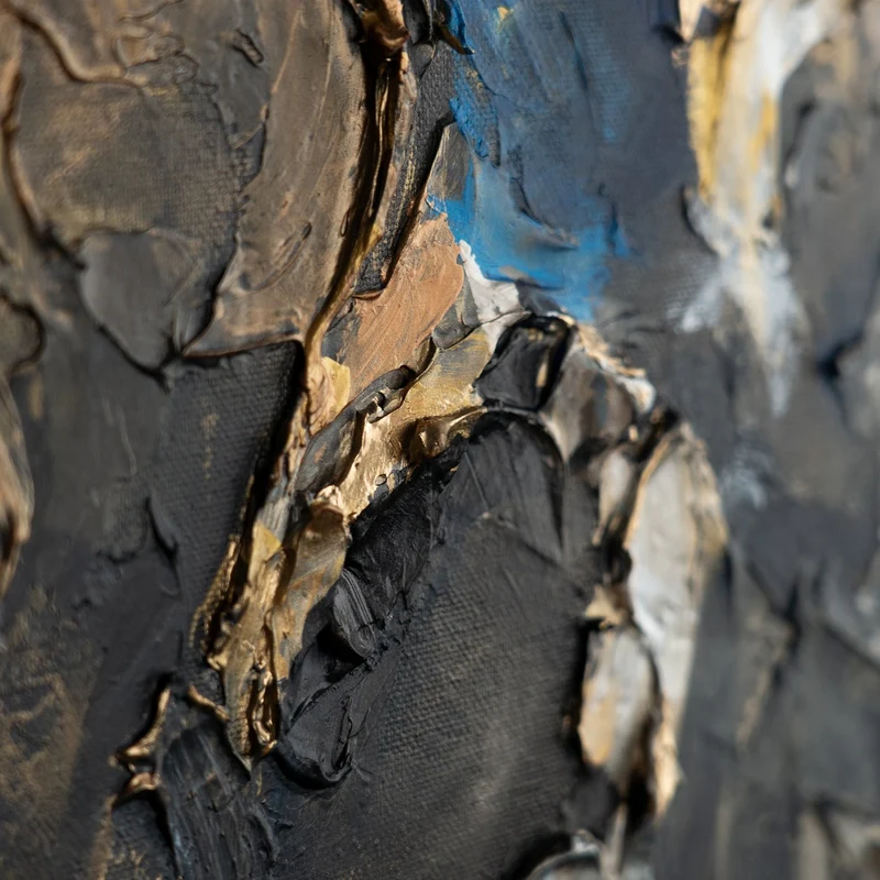Modern Abstrakte Kunst mit Rahmen "Elegante Abstraktion" Handgemaltes Gemälde mit Goldakzenten