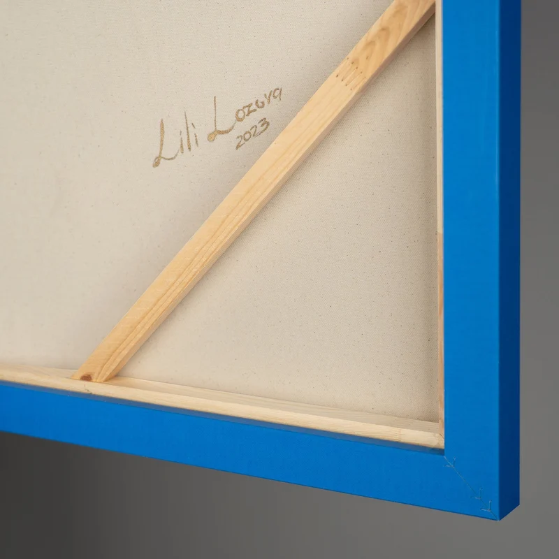 Modern Abstrakte Kunst mit Rahmen "Elegante Abstraktion" Handgemaltes Gemälde mit Goldakzenten