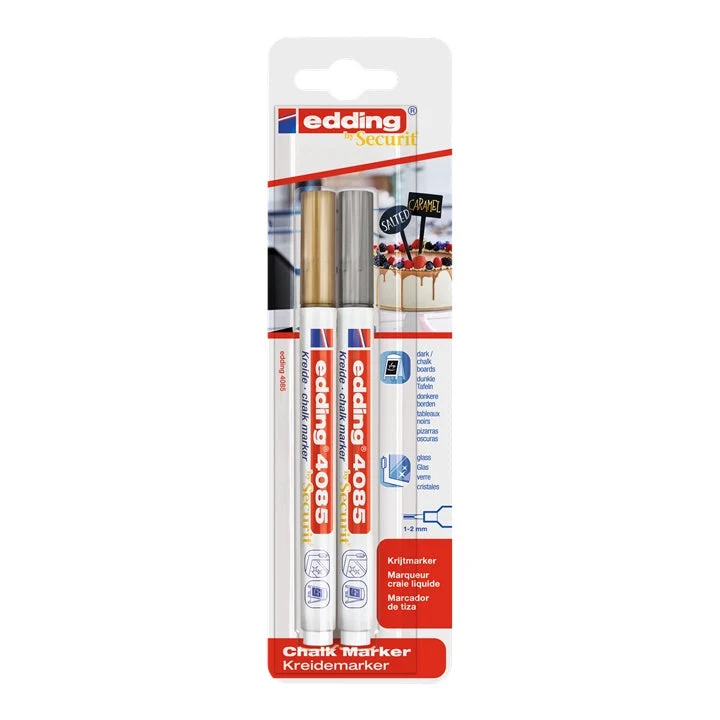 Edding 4085 Gold and Silver Chalk Markers Set