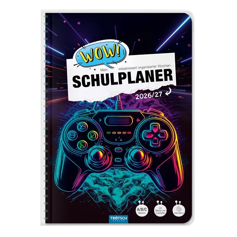 TRÖTSCH Schulplaner WOW! Gaming 2026/27 – Spiralbindung
