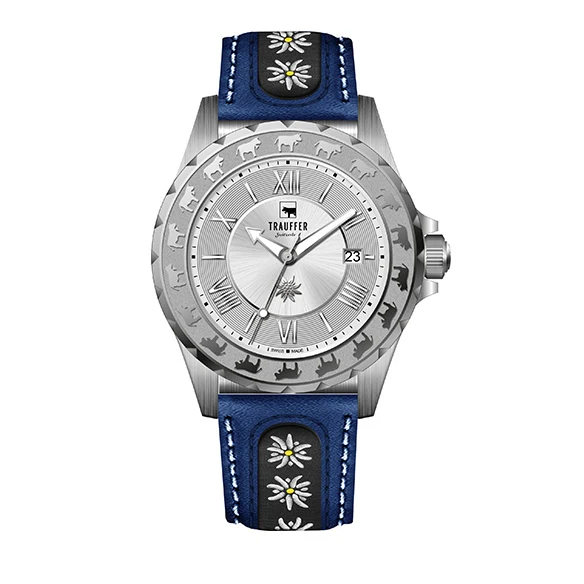 3 Zeiger Edelweiss Stahl Blau 43mm