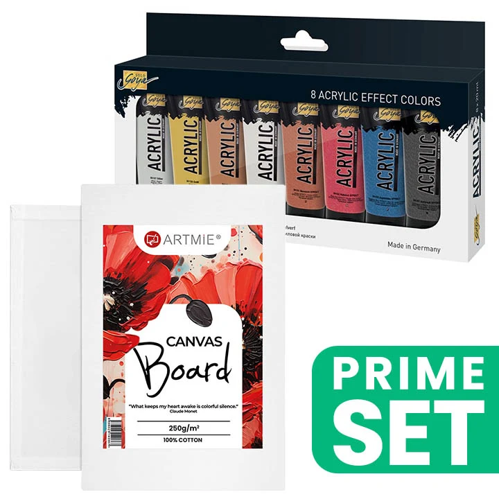 Solo Goya Metallic Acrylic Paint Set and Canvas Board
